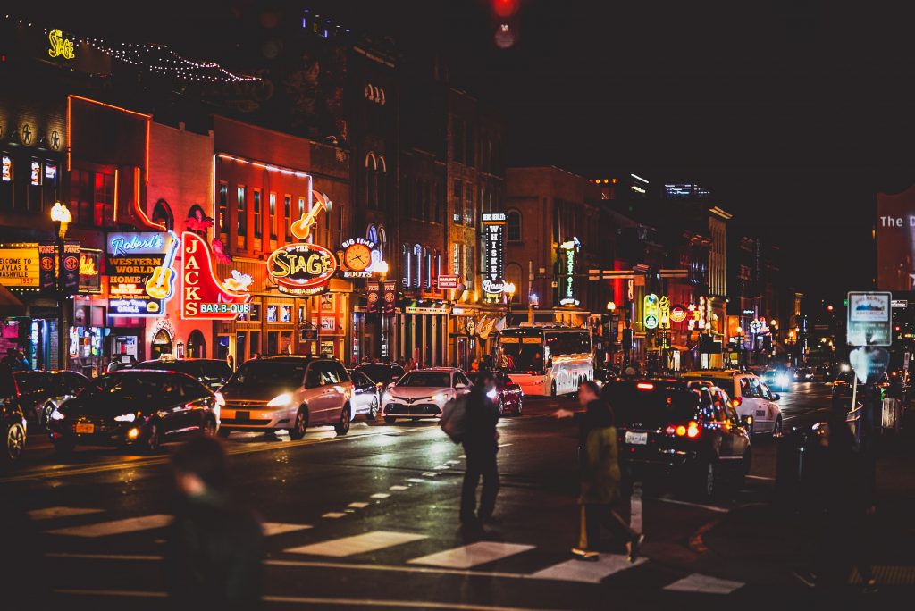 A main street in downtown Nashville.