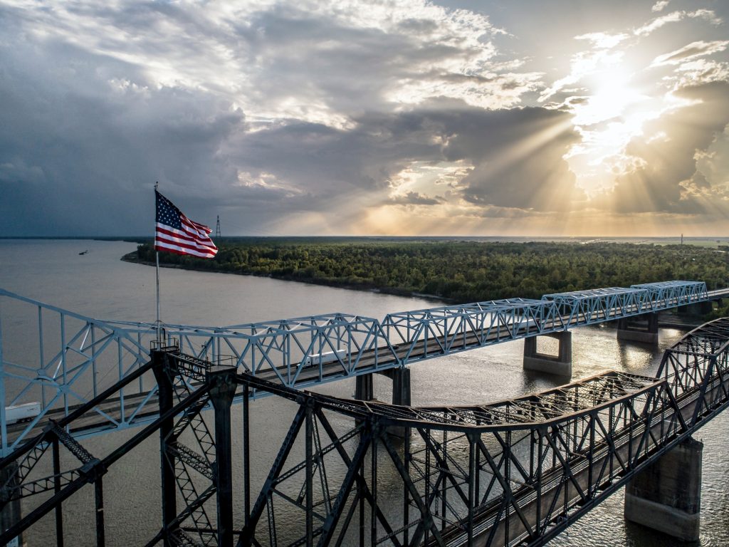 Bridges over the Mississippi in Vicksburg. The second stop on American Queen Voyages' riverboat journey.
