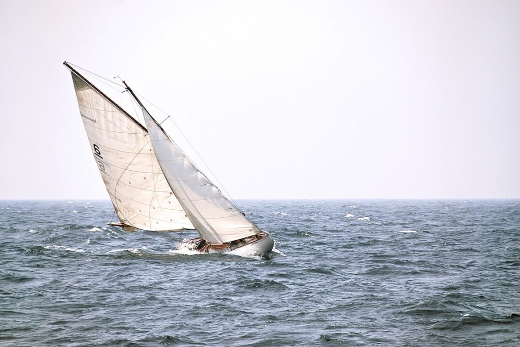 Two sailing ships. The Bucket Regatta holds numerous races over the weekend. 