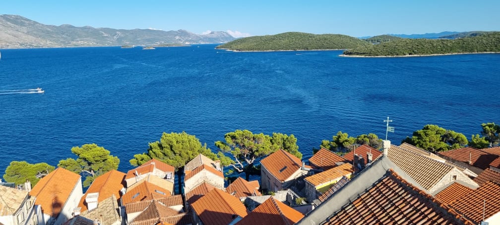 Adriatic sea seen from the old town, Korčula, Croatia.
