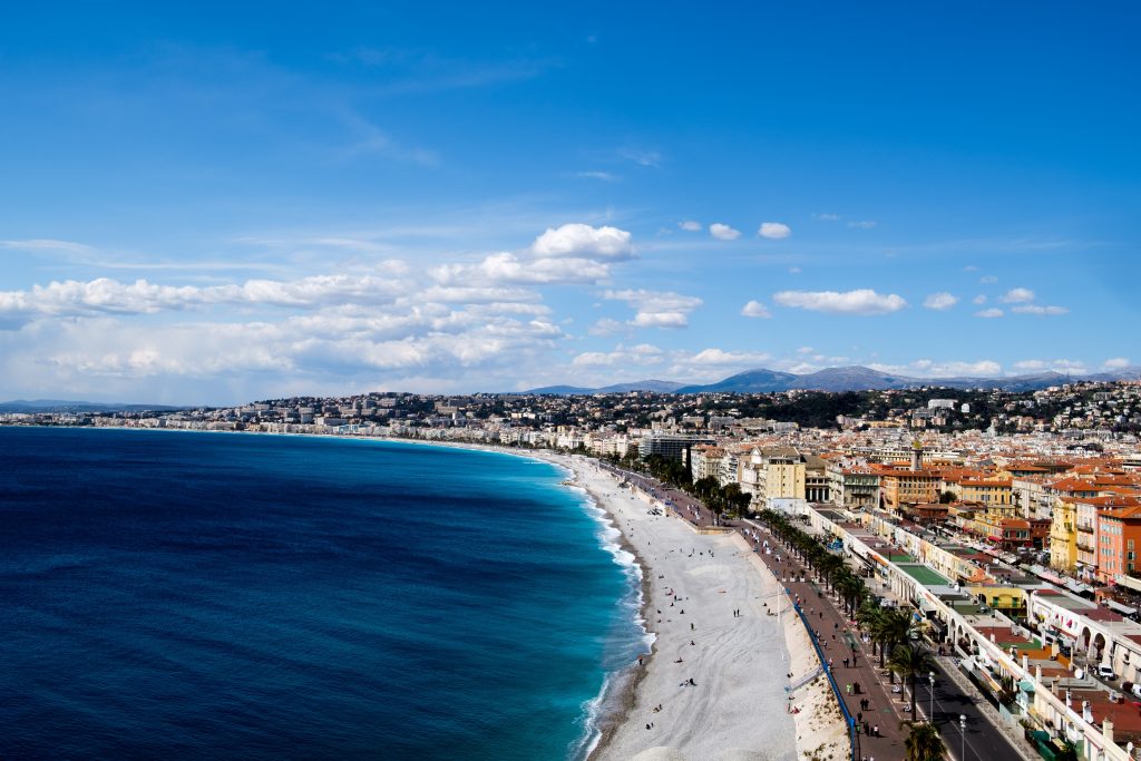 The beach at Nice, France. 
