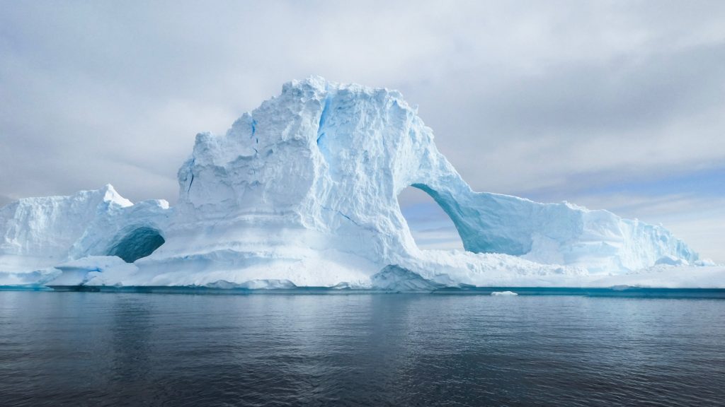 An iceberg during the daytime in Antarctica. 