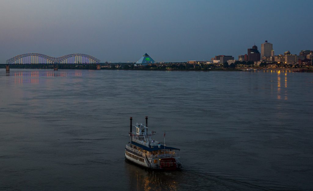 A river boat on the Mississippi in Memphis, the start of American Queen Voyages riverboat cruise. 