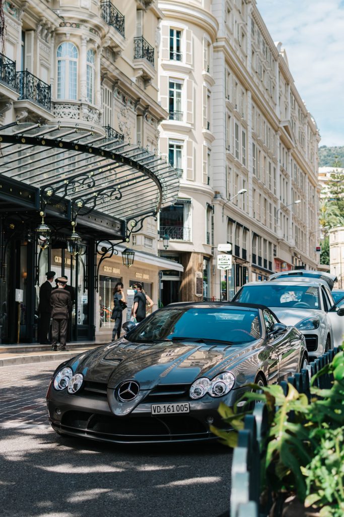 A Mercedes on the streets of Monaco.  