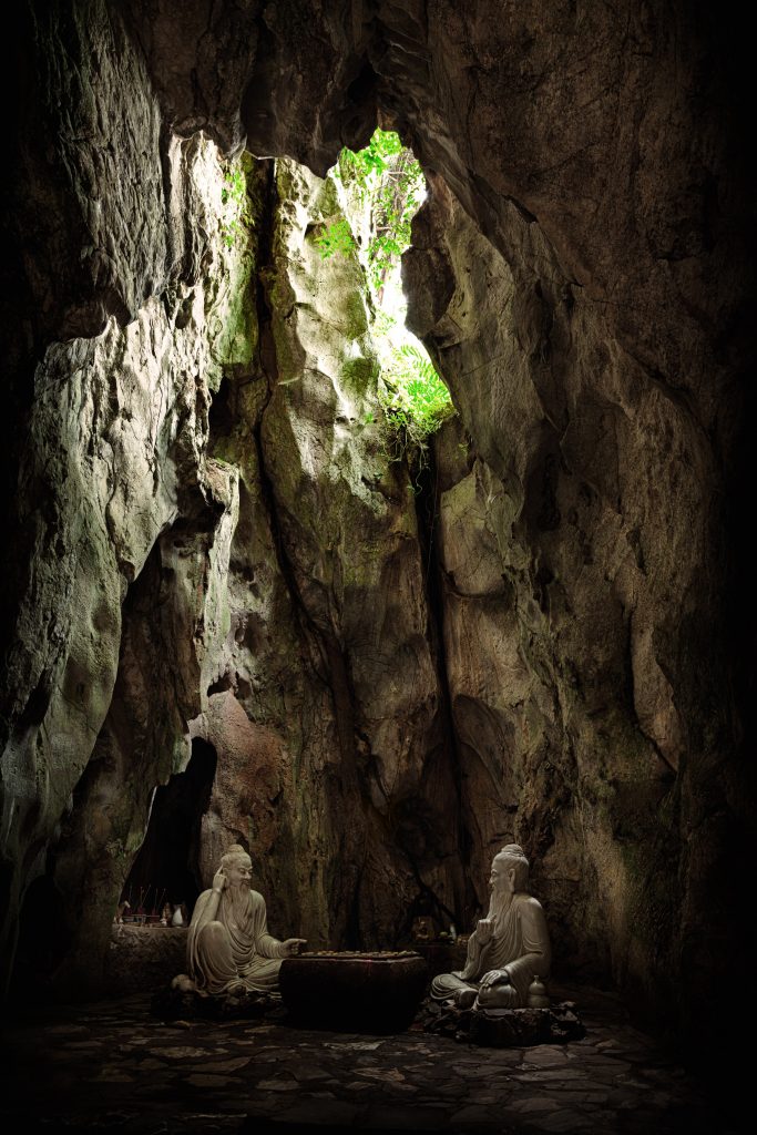 Two marble statues in the Marble Mountain in Central Vietnam. 